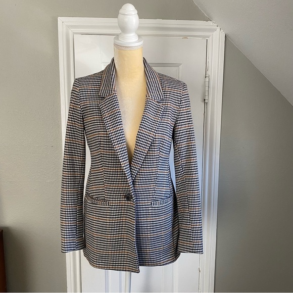 Old Navy Houndstooth Plaid Ponte Knit Blazer, Womens Small X-Small - Picture 3 of 16